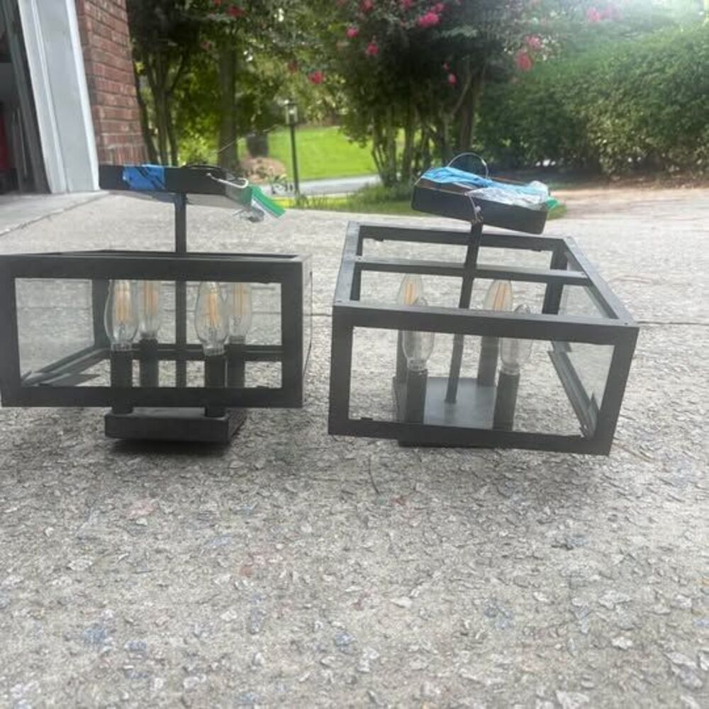 Set of 2 Modern Lantern Flush Mount Candelabra  Light Fixtures